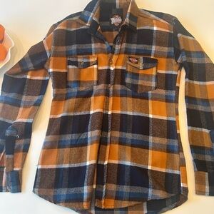 Harley-Davidson Black, Orange & Navy Plaid Shirt